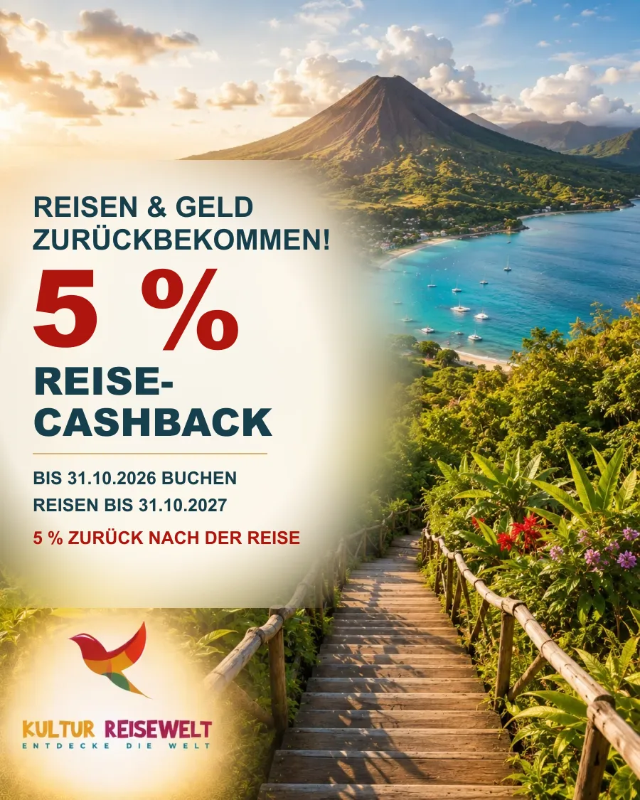 5 % Reise-Cashback – bis 31.10.2026 buchen, reisen bis 31.10.2027, Geld nach der Reise zurück
