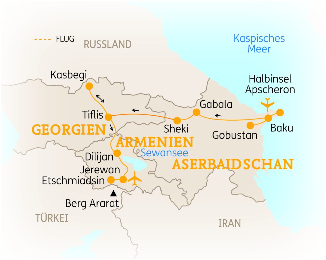 Kasbegi – Mzcheta – Tiflis – Armenien, Georgien & Aserbaidschan: Die ausführliche Reise